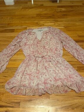 AllSaints Pink Floral Ruffle Romper